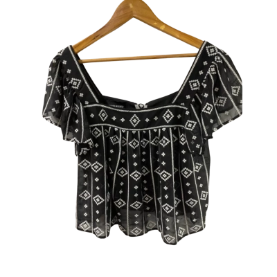  Sabina Musayev Womens Size One Size Short Sleeve Top Black  / White 