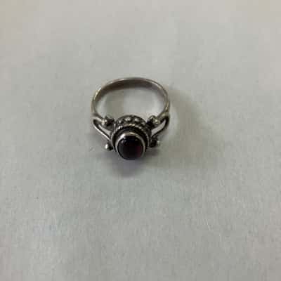 Womens Silver (Costume Jewellery) Red Stone Ring