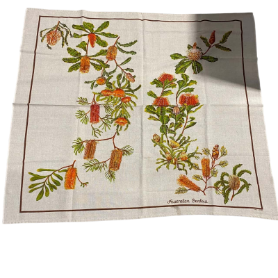vintage square table cloth/ Australian Banksia