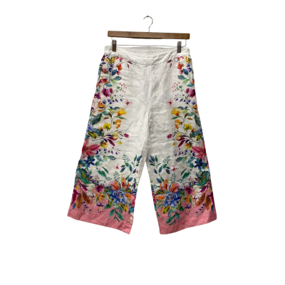 Blue Illusion Womens  Size 12 Wide Leg Pants Floral / White 