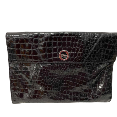 Oroton Flat Clutch Black Snake Bag