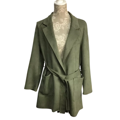 Zara Womens  Size S Open Style Long Olive Green Jacket
