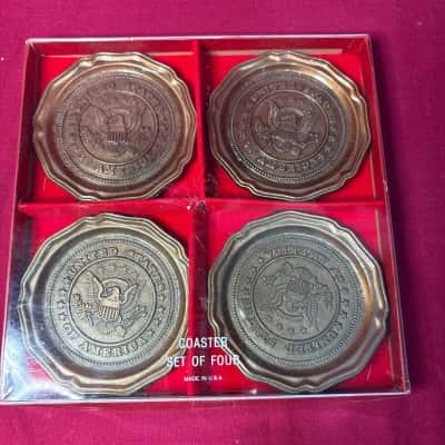 Vintage California Set of 4 Metal Drink Coasters 