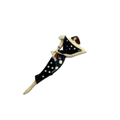 Vintage Art Deco Style Polkadot Lady Brooch