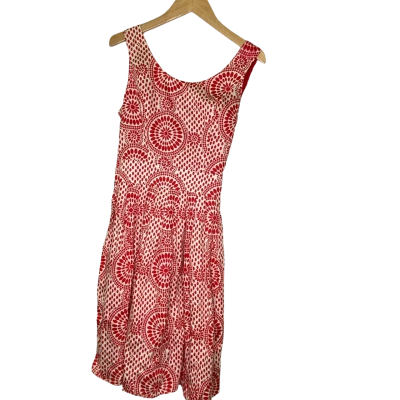 Dangerfield Womens  Size 10 Midi Dress Pattern / Red / White 