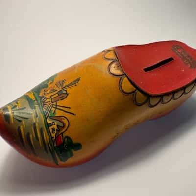 Traditional Dutch Wooden Clog Piggy Bank
