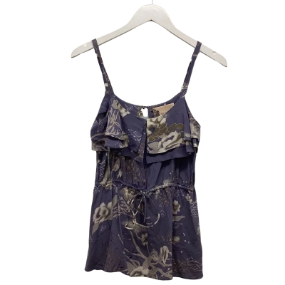 Fleur Wood Blue Floral Silk Babydoll Cami Size 10