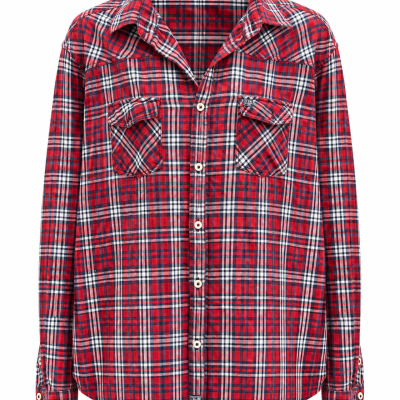 Mudo FTS64 Red Tartan Plaid Long Sleeve Shirt Size XL