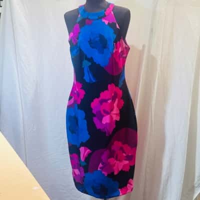 LIZ JORDAN Size 10 Halter Party Dress Multicoloured 