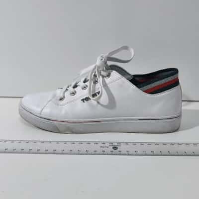 Tommy Hilfiger Mens  SizTommy Hilfiger Corporate White Leather Lace Up Casual Sneakers Size 8.5US preowned 