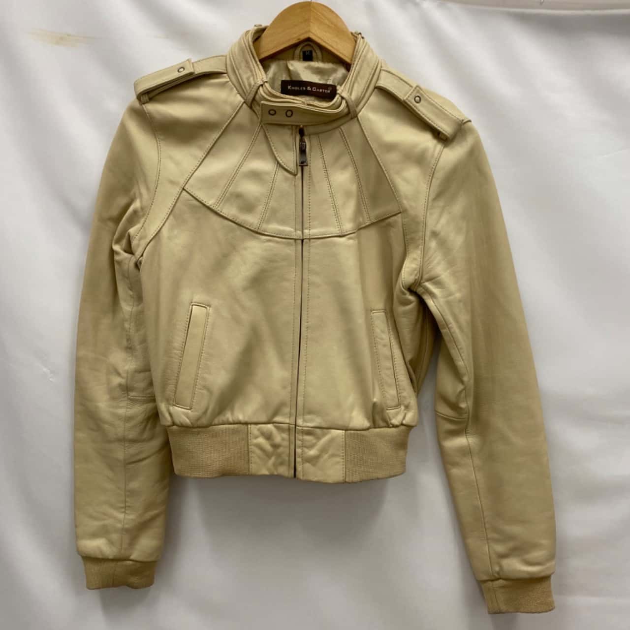 Veste Vintage En Cuir D'agneau Knoles & Carter - Marron Châtaigne - Taille L - Occasion Très Bon état