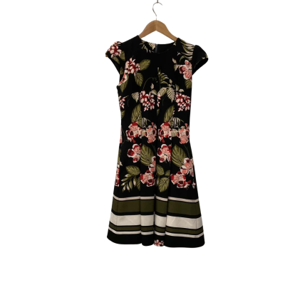 Cue Womens  Size 6 Midi Dress Black  / Floral / Multicoloured 