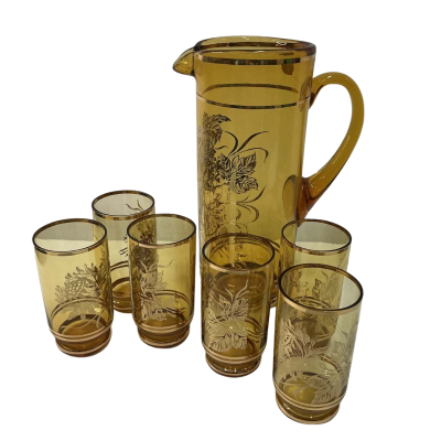 Vintage Bohemian Glass Drinks Set 7piece