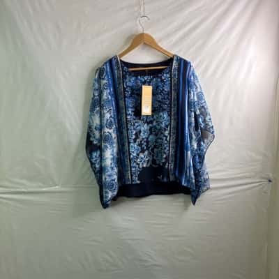Liz Jordan Womens Size M Short Kaftan Blue BNWT
