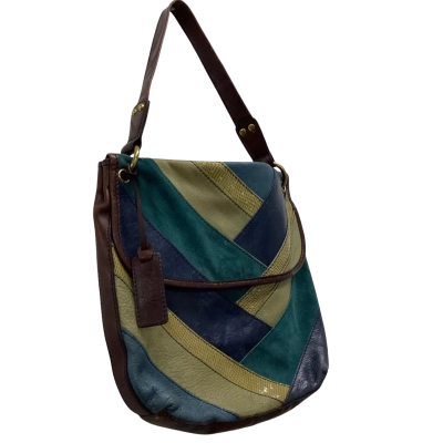 Vintage Fossil Patchwork Leather Suede Shoulder Handbag 