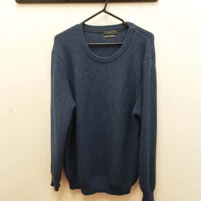 Mens Toorallie Deep Blue Merino Wool Jumper 