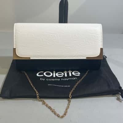 Colette Hayman Black and White Purse with Gold Chain