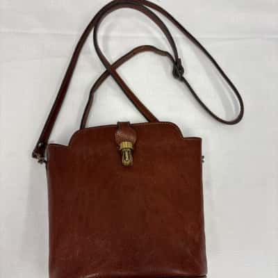  Women's Leather Cross Body Bag Brown Made in Italy