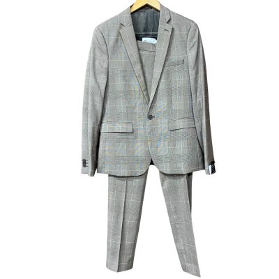 BNWT yd. Mens Beige/Brown Checked Suit 