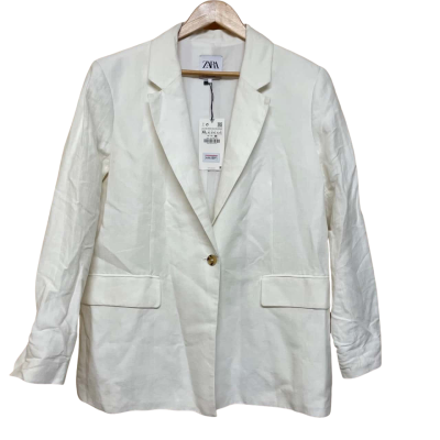 Brand New - Zara Linen Blend White Jacket - Size XL