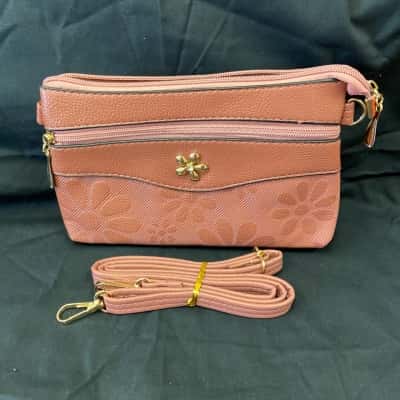  Womens Pink  / Coral Clutch size Purse with Crossbody Shoulder Strap