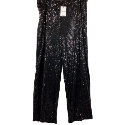 Showpo Sequin Wide Leg Pants - Black Size 18