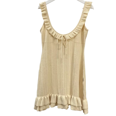 Brand New - Subtitled - Womens Paula Frill Knit Dress - Size L - White Ivory (RRP $99.95)