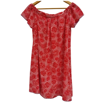 Tommy Hilfiger Womens  Size 2 Floral Top / Off-the-shoulder Top / Short Sleeve Top Color: Red / White 