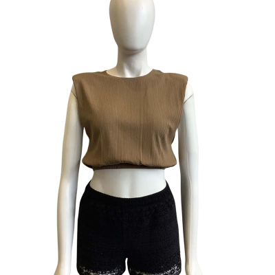 BNWT Topshop Women's Size 8 Cropped Muscle Tank Top Khaki  