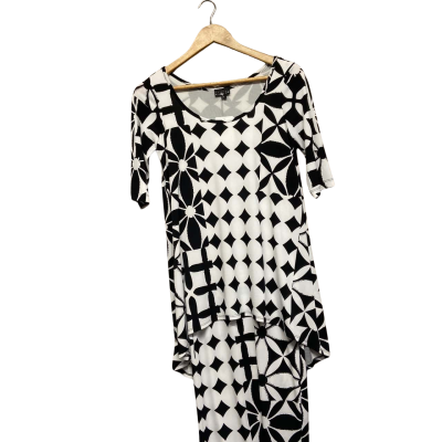 Sandra Soulos black and white dress