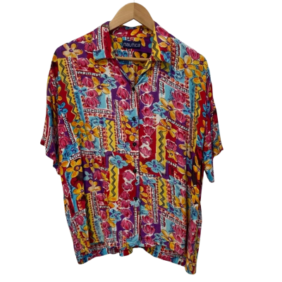 Nautica Vintage Mens  Size M Short Sleeve Shirt Floral / Multicoloured 