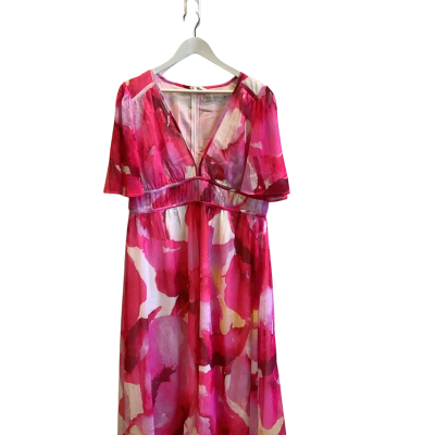 Brand New Gingham & Heels Womens Dress Size 18 Short Sleeve Midi Pink Pattern
