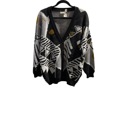 Vintage Womens  Size M Button-down Cardigan Black  / Brown / Grey / White 