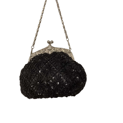 Marina Galanti Vintage Womens Evening Bag Black  Beaded 