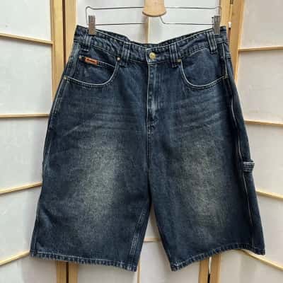  New With Tags BUTTER GOODS Men’s  Size 32 Q126 Carpenter Denim Shorts / Slub Dark Indigo  RRP: $129.95