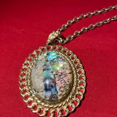 Women's Goldtone Necklace with Abalone Insert