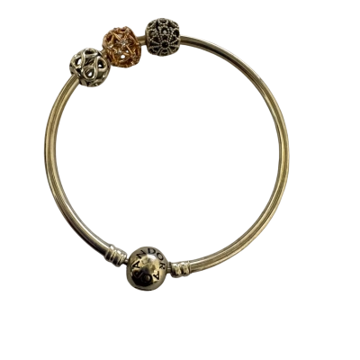 Pandora Womens Bracelet Gold / Silver with 3 beads