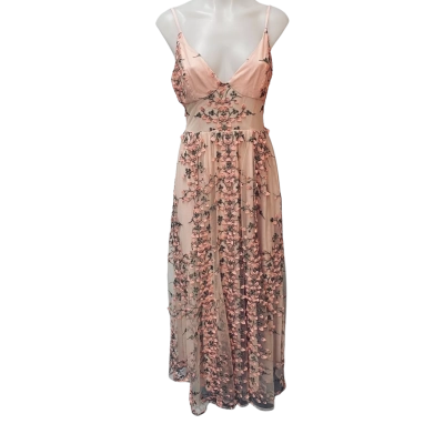 Petite Amalie Womens embroidered blush dress