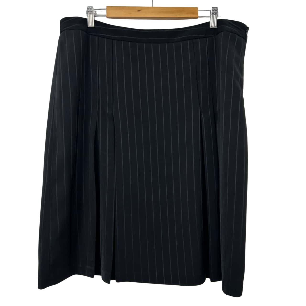 11966 Black Striped Knee Length Skirt main image 0
