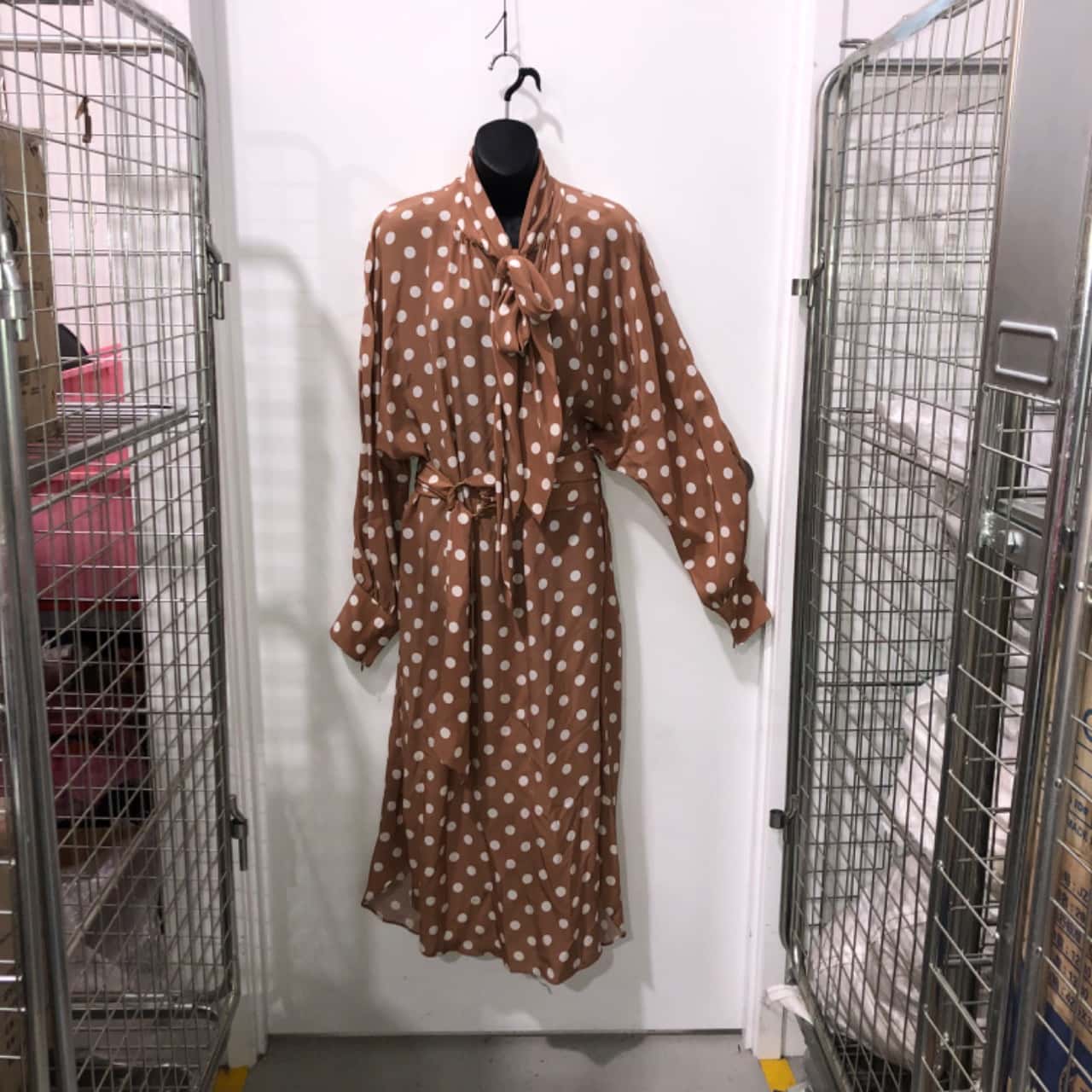 zimmermann polka dot dress brown Zimmermann // Black & Brown Polka Dot Shirt Dress – VSP Consignment main image 0