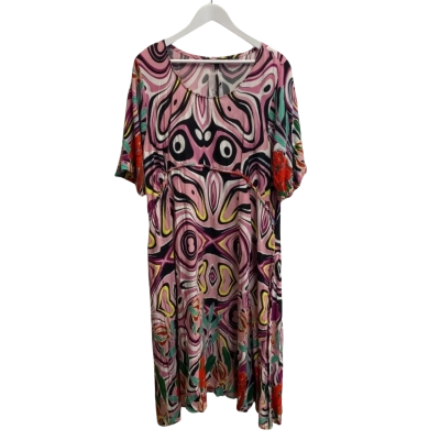 Willow & Tree Womens Size 18 Maxi Dress Black  / Pattern / Pink  