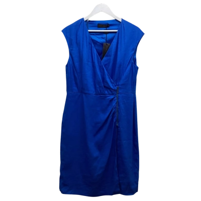 David Lawrence Blue Linen Wrap Dress Size 14 NEW rrp$229