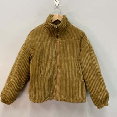 Menlo Womens  Size M Cropped Corderoy Jacket Brown 