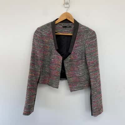 Seduce Grey Textured Open Front Blazer Size 12 