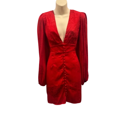 HELLO MOLLY Womens  Size 12 / L Long Sleeve Dress / Mini Dress Red 