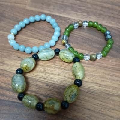 3 x Glass/Bead Stretch Bracelets