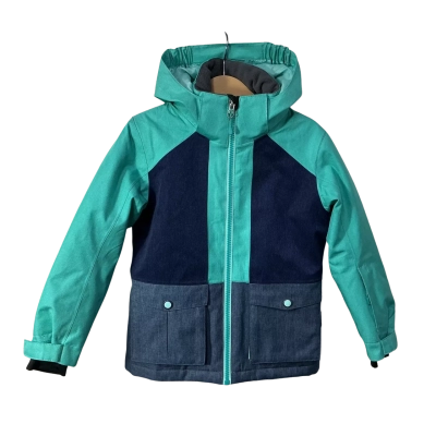 Crane Snow Extreme Kids Size 4 Navy Blue / Turquoise Zip Front Hooded Jacket (new)
