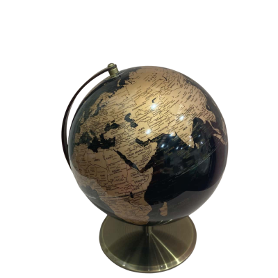 Black and copper/ gold world globe 