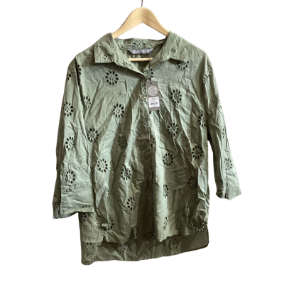 Katies Womens  Size 14 Button Up Top Green 