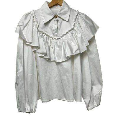 BNWT AJE Anne Twisted Flounce Blouse in Ivory Size 8